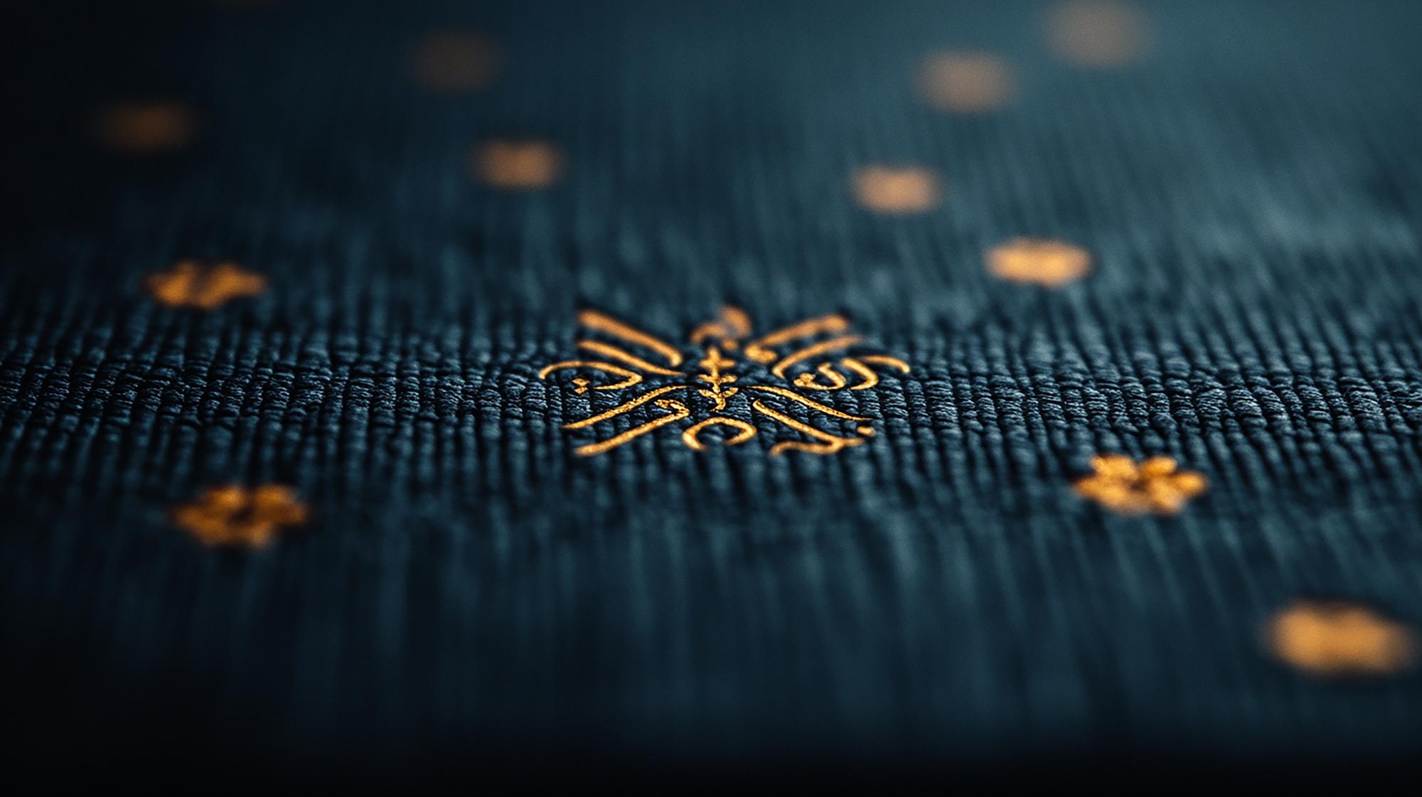 Duży kadr: haftowany monogram na aksamicie